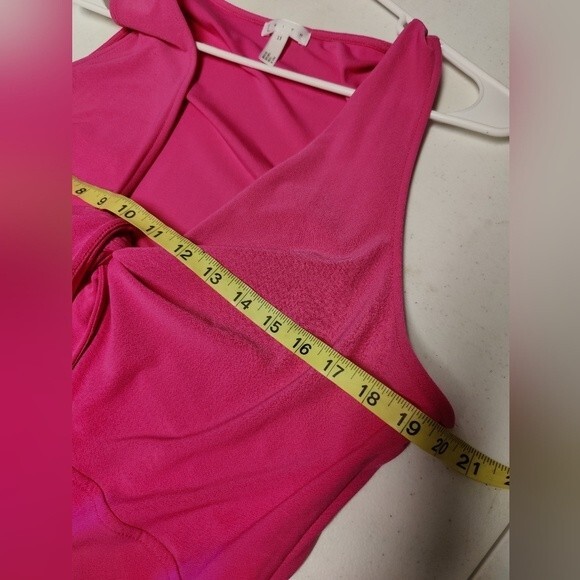 Leith Hot Pink Tie  Barbiecore Front Cutout Midi Plus Dress size 1X - Picture 11 of 13